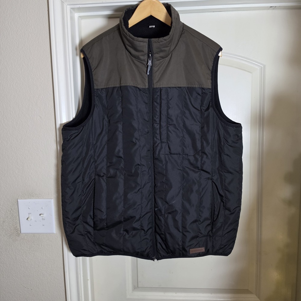 FREE COUNTRY MEN'S ALPINE‎ REVERSIBLE Full Zip VEST SIZE XL beige and green